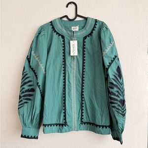 Sonmer $180 Teal Embroidered Women's Blouse